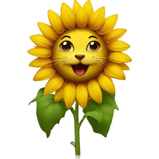 sunflower with cat as face emoji