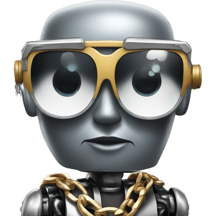 robot wearing sun glasses and a silver Cuban chain emoji