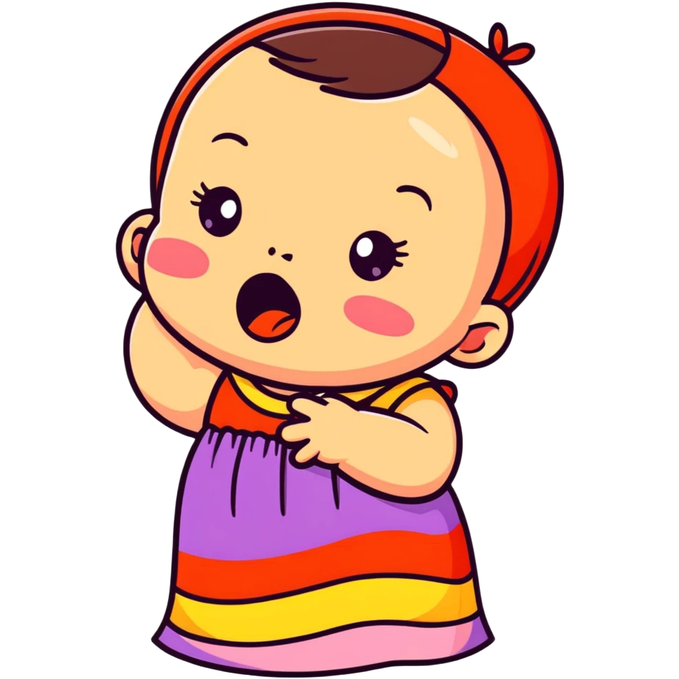 crying baby in colorful dress emoji