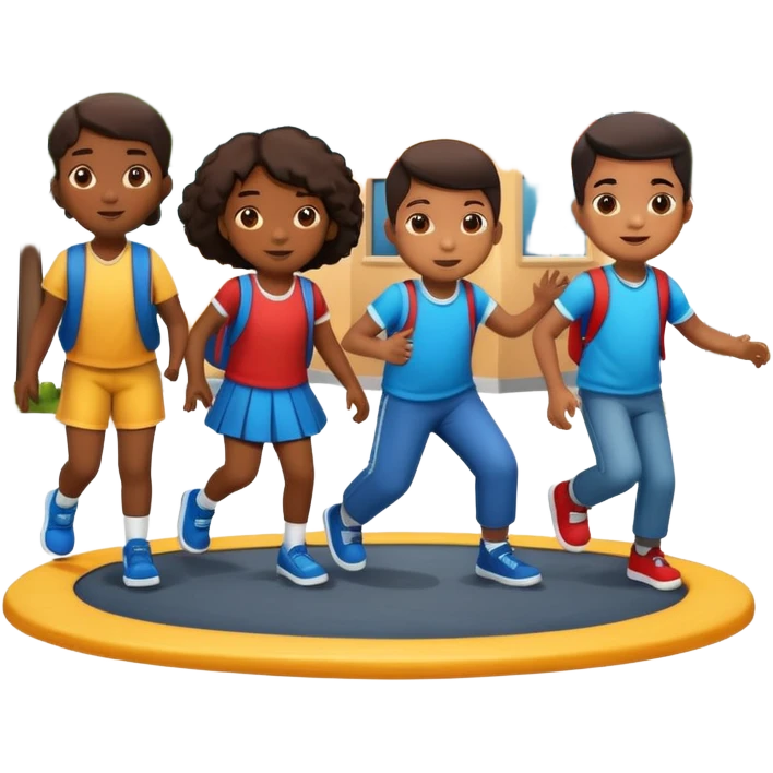 Group of African American kids playing on school playground in urban neighborhood emoji