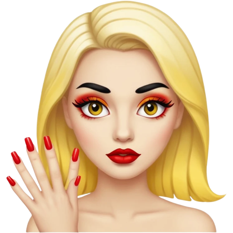 Baddie with nails and lashes ios yellow face big lips big long lashes  emoji