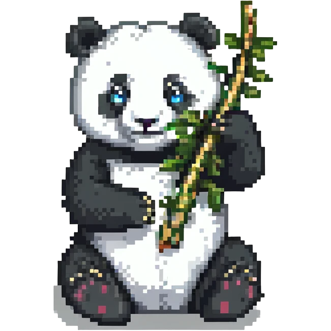 A lovely panda eating bamboo emoji