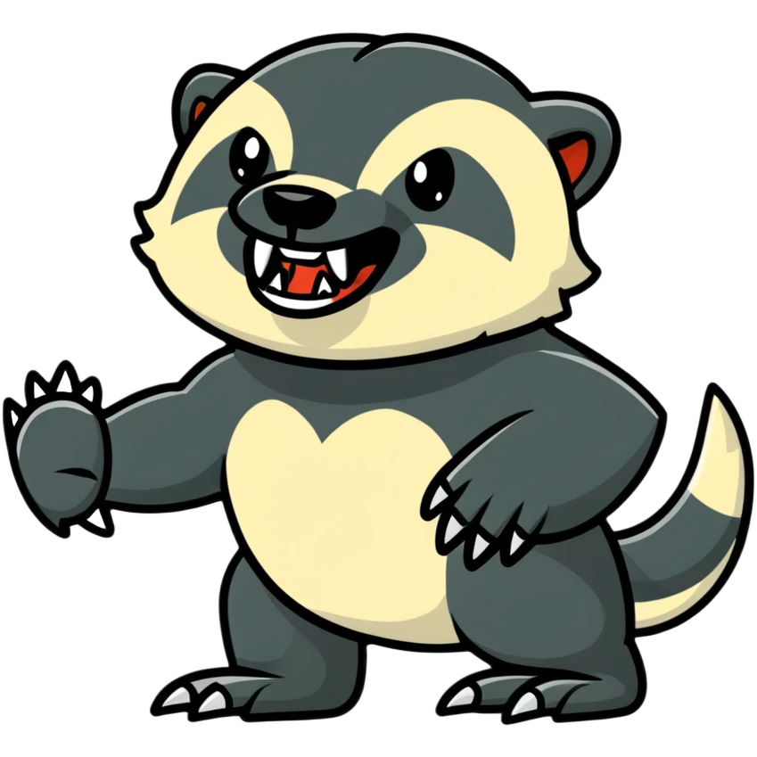 angry honey badger, furious, showing teeth, aggressive pose emoji