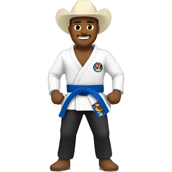 Man on bull riding with Jiu jitsu Gi on emoji
