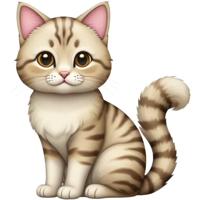 Thai cat of seal tabby point is sitting towards you. Tail is up. emoji