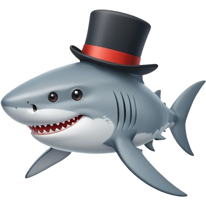 Shark with a top hat emoji