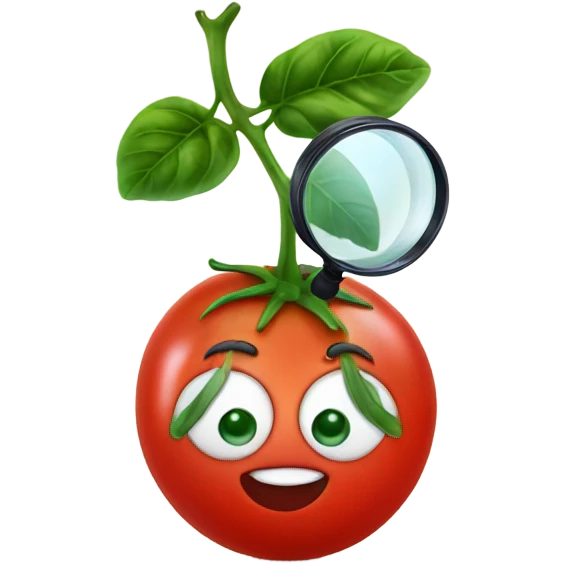 happy tomato with magnifying glass in hand emoji