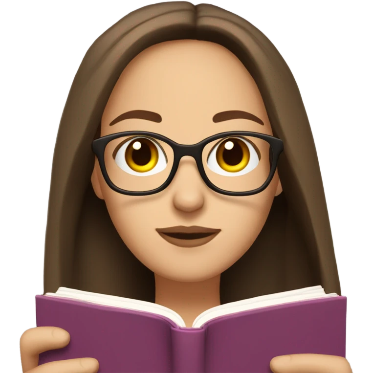 Reading brown hair brown eyes long straight brown hair glasses white skin woman glases emoji