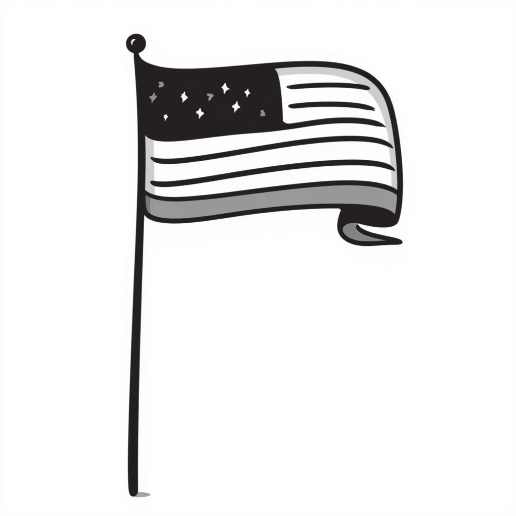 A hand-drawn flag on a flagpole emoji