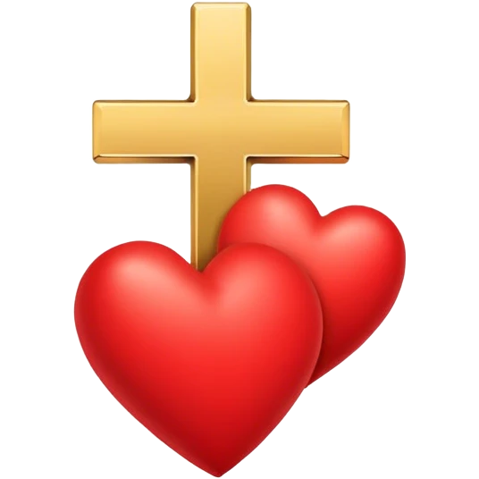 Two red heart outlines united by a gold cross  emoji