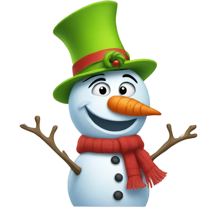 Snowman with grinch face emoji