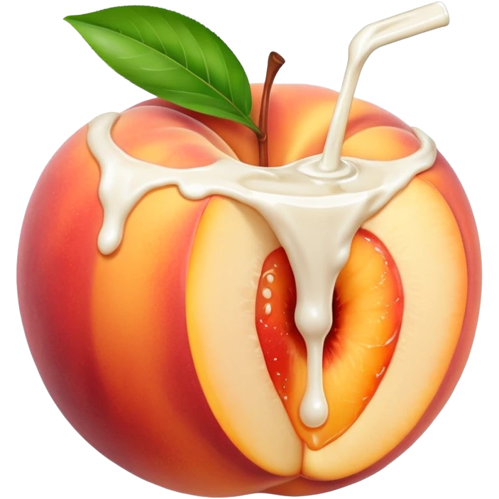 There is a lot of milk on the cut peaches. emoji