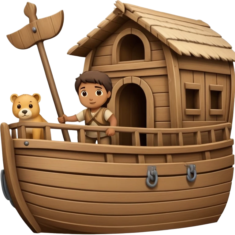 Noah with animals boarding a large wooden ark emoji