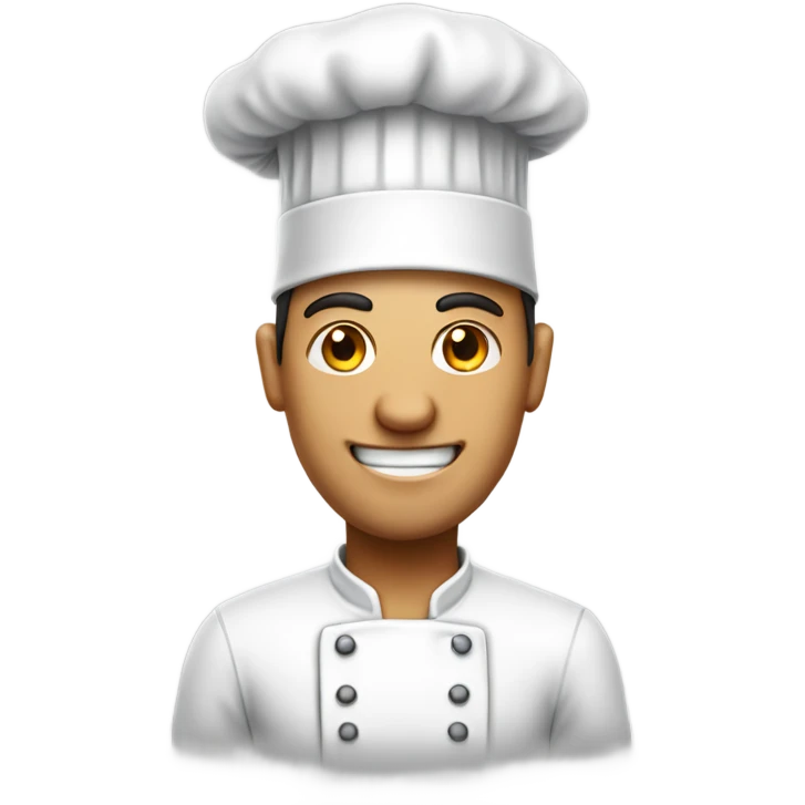 Tall man wearing a chef hat and grilling emoji