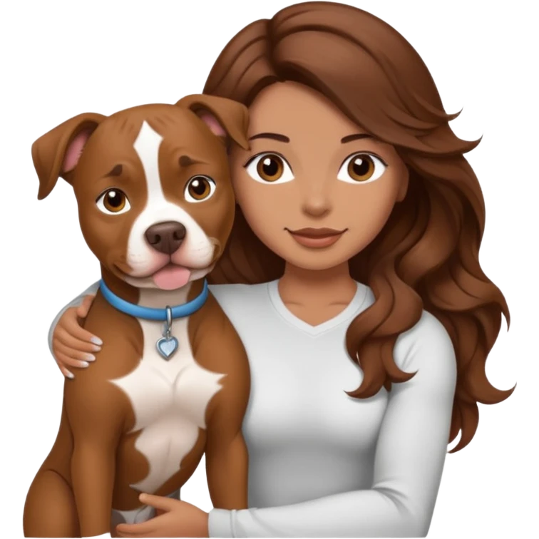 girl with long wavy hair and tan with a putbull in her hands emoji
