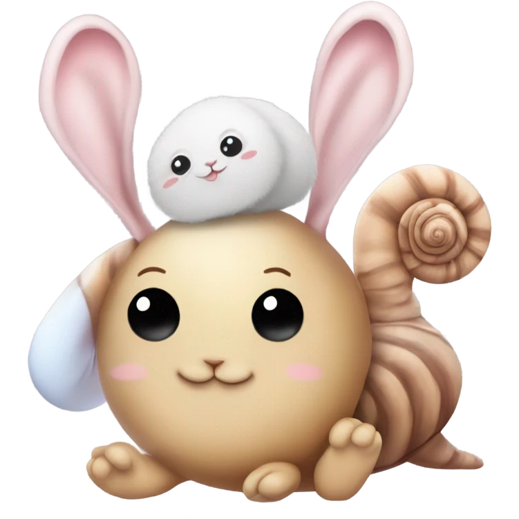 A snail with a bunny and bear friend emoji