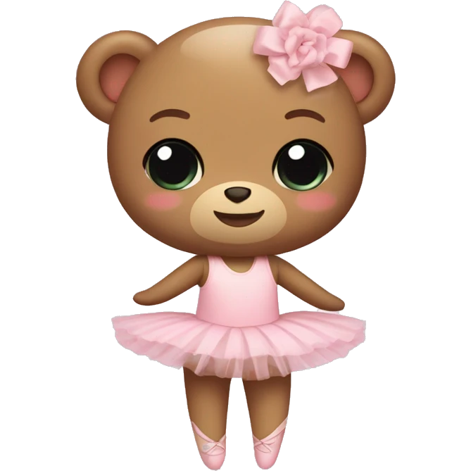 Teddy bear in a ballet pink tutu and ballet slippers emoji