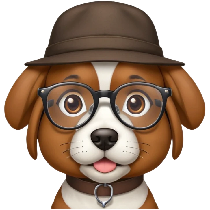 Dog with glasses and hat emoji