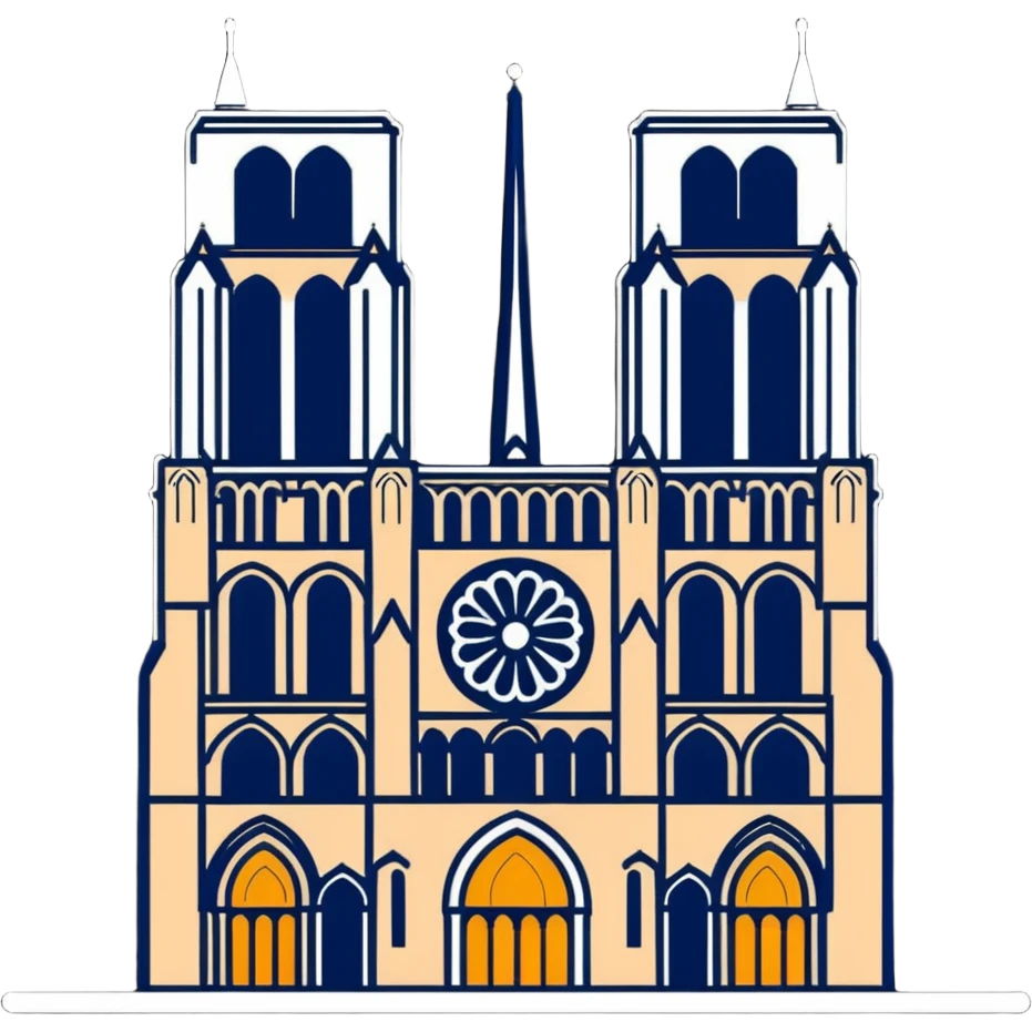 Notre Dame Cathedral in Paris with its iconic Gothic architecture and towers emoji