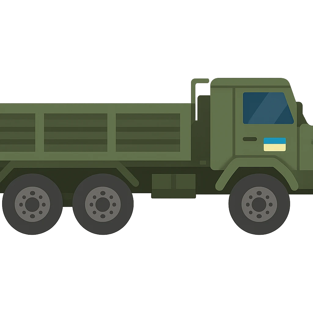flat design style Ukrainian military transport emoji