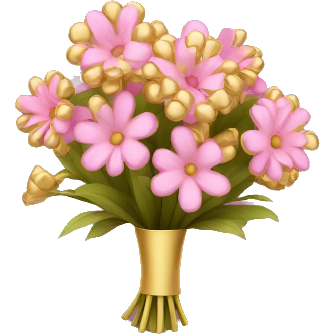 Gold Bouquet with pink flowers emoji