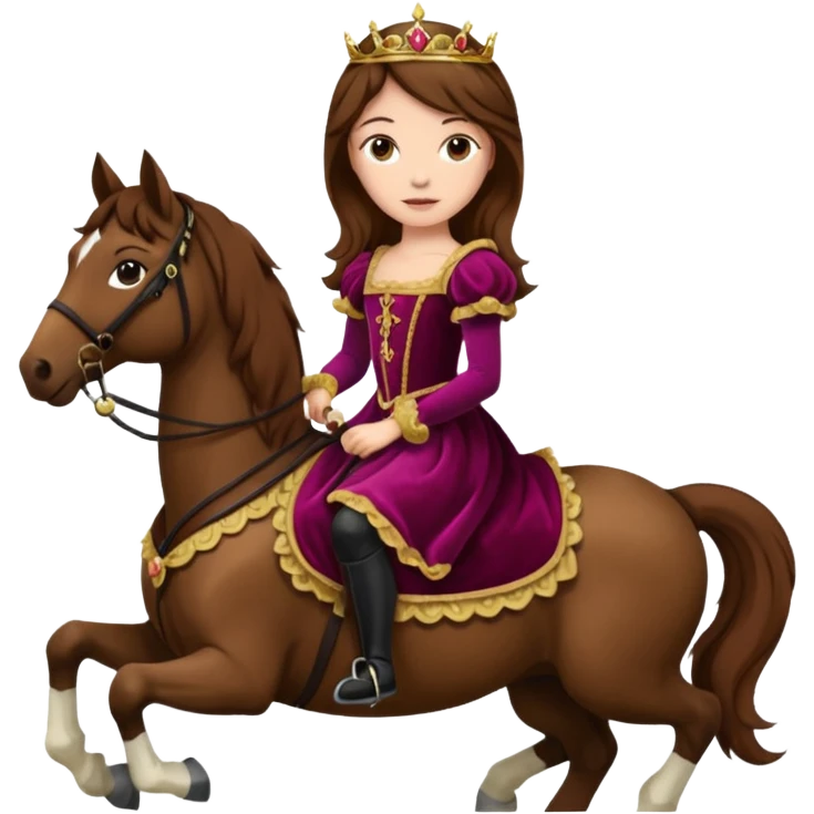 Renaissance princess with brown hair on horse emoji
