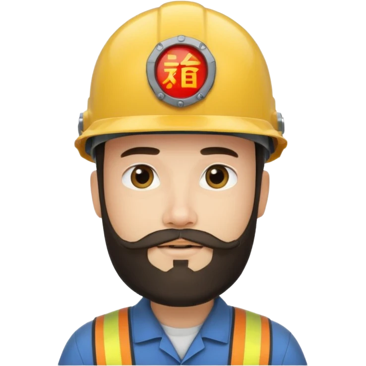 Ingeniero con barba y con casco y letra china minipeka   emoji