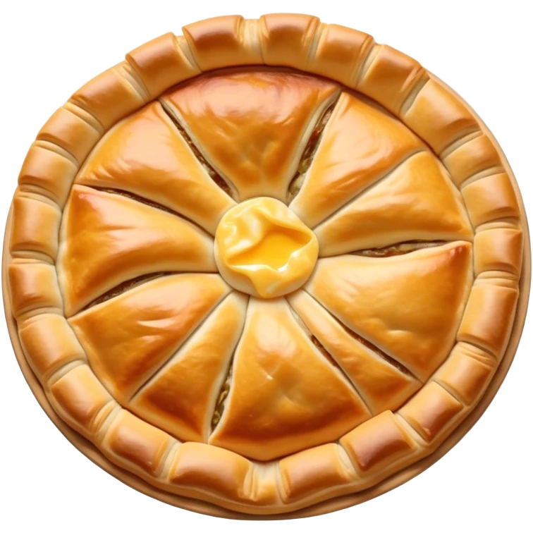Burek sa Sirom Cinematic Realistic Burek sa Sirom Dish Emoji, depicted as a flat, flaky pastry filled with cheese, rendered with crisp textures and warm, inviting lighting. emoji
