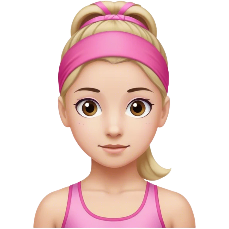 The face of a gymnast in a sports pink headband emoji