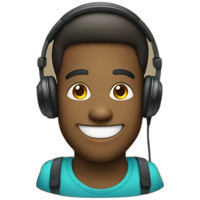 Smiling emoji wearing headphones  emoji