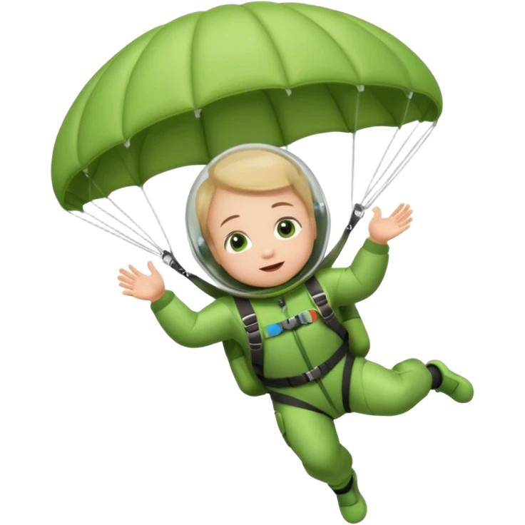 Skydiving baby with parachute and UFO green emoji