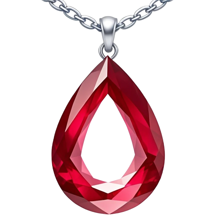 silver chain suspending ruby teardrop, dynamic vortex of light and energy inside, symbolizing awakening emoji