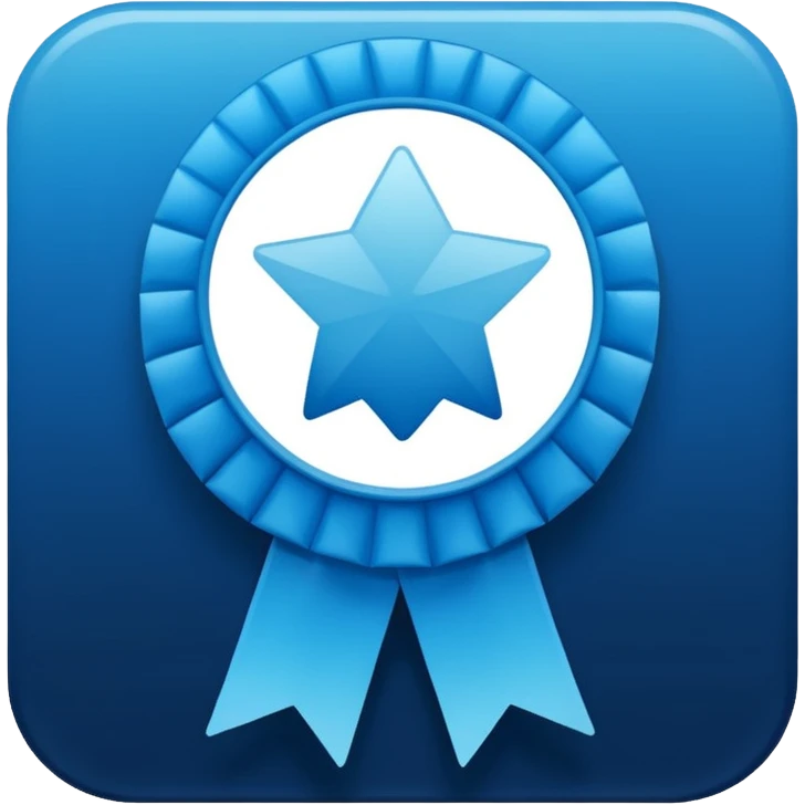A flat blue verified badge icon with a white checkmark, 12-point rounded rosette shape, vibrant blue gradient, white background." emoji