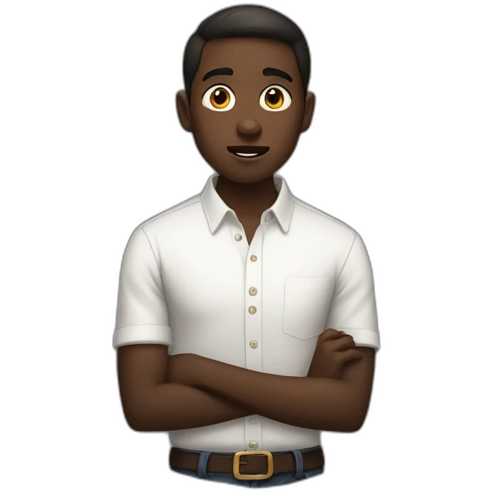 dark-skinned boy in white shirt shocked emoji