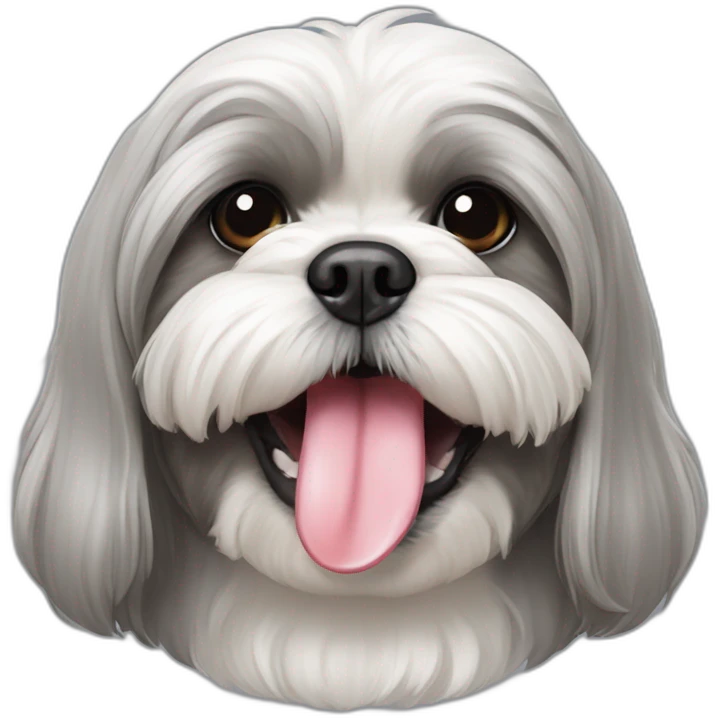 grey shih tzu tongue out with white hood emoji