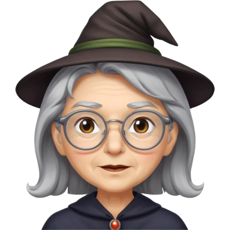 old witch with grey hair and glasses emoji