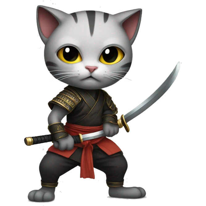 humanoid cat with a katana in his hands in a stance emoji