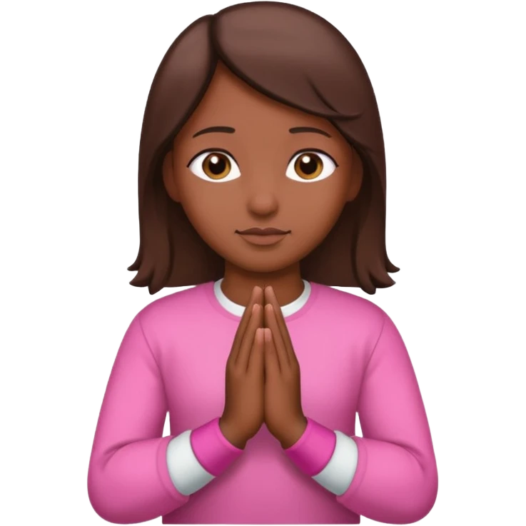 Brown praying hands with pink sleeves emoji