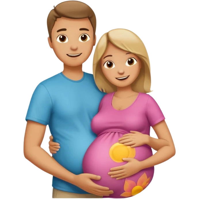 Boyfriend holding pregnant girlfriends belly emoji