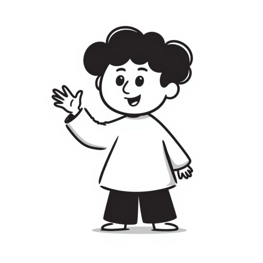 cute gibberling character, hand-drawn look, waving, sketchy lines emoji
