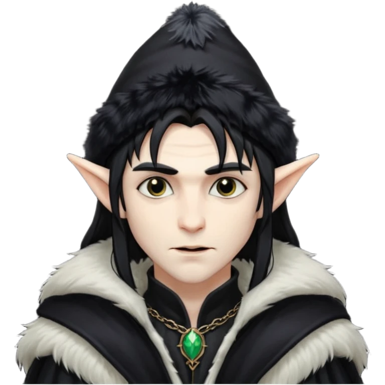 Male long hair vampire elf with furry hat emoji