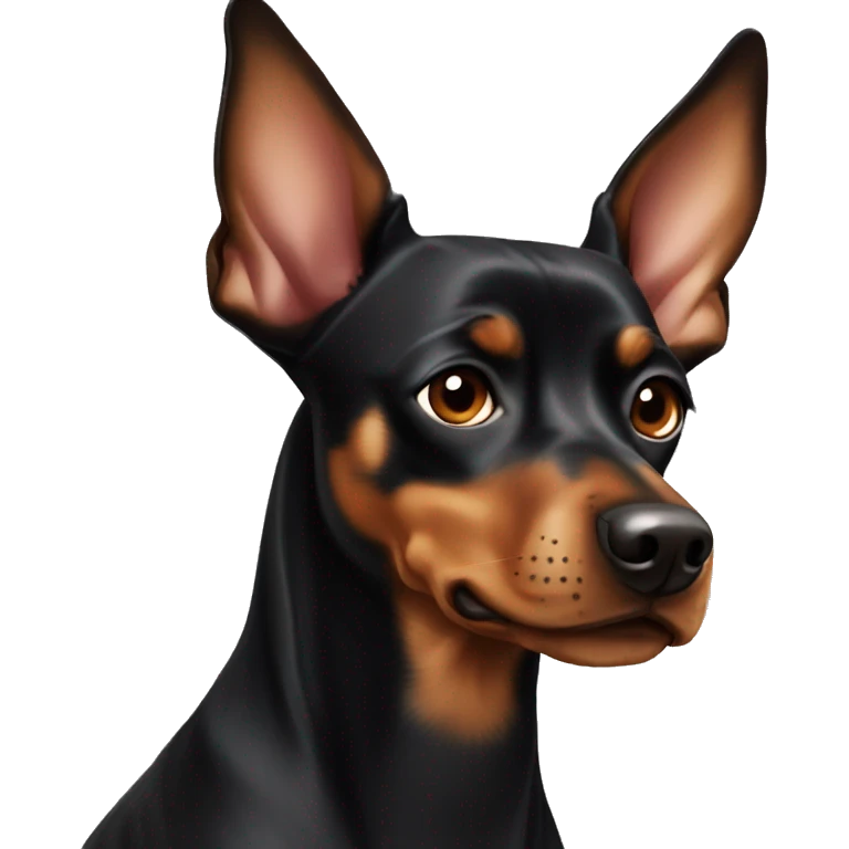 black brindle tan pinscher big ears emoji