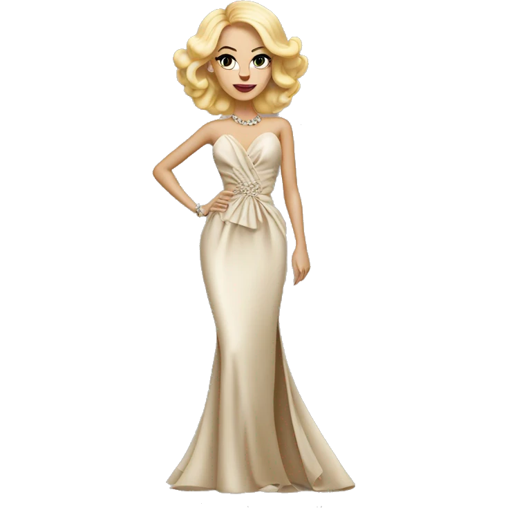 Blonde woman in Haute couture full body emoji