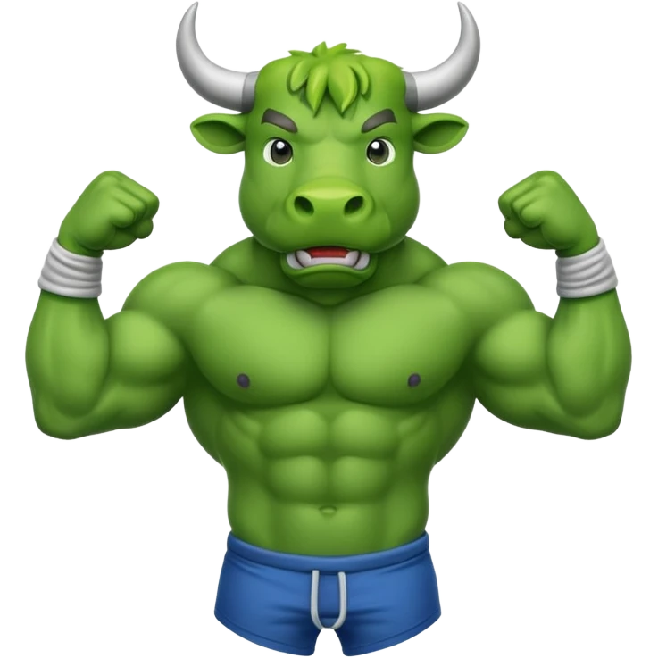 Green bull with clothes emoji
