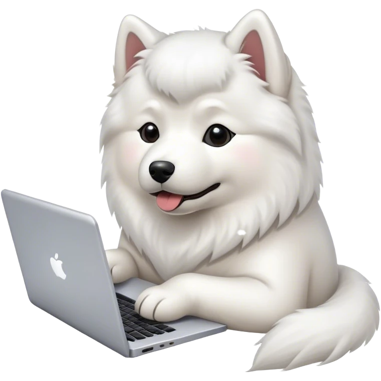 samoyed-working-on-laptop emoji