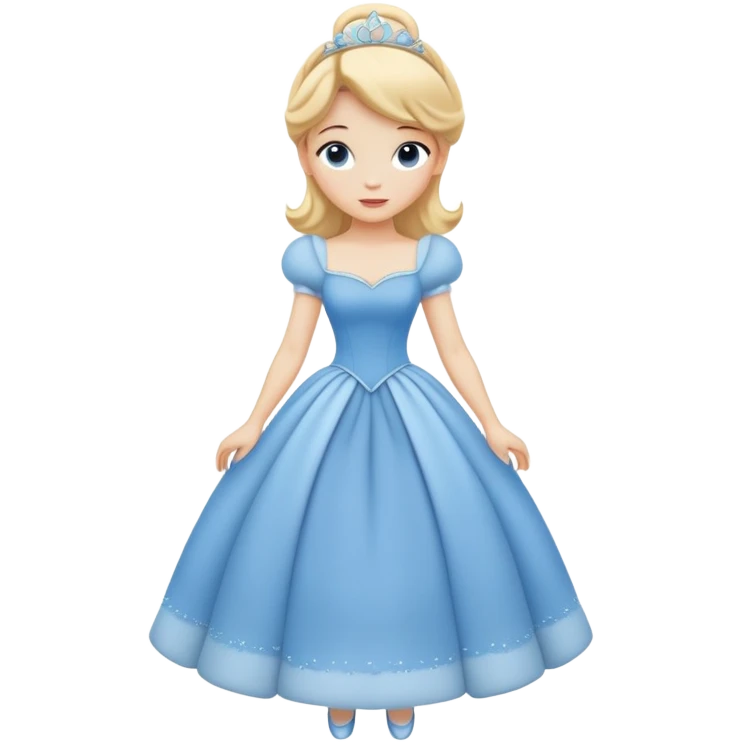 full body Cinderella with blue dress and blonde hair, showing entire figure from head to feet, minimal style emoji