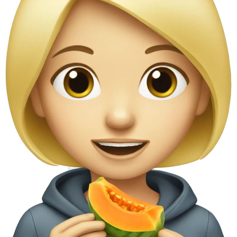 Blond girl eating papaya emoji