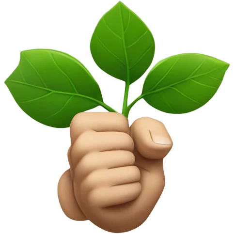 Flexing arm holding a leaf emoji