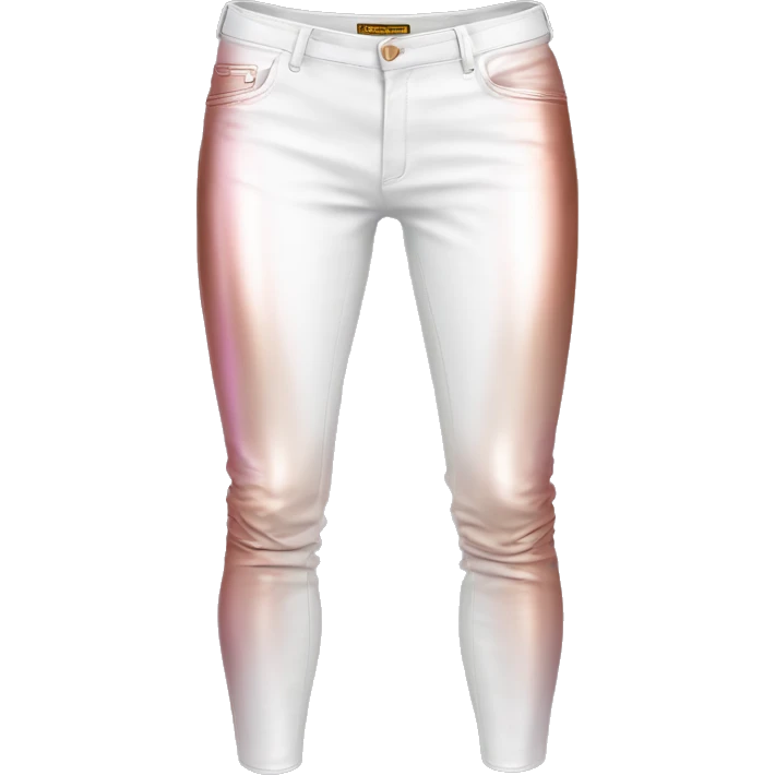 Realistic isolated pair white leather pants with rose gold to purple ombre vertical lines on them. emoji
