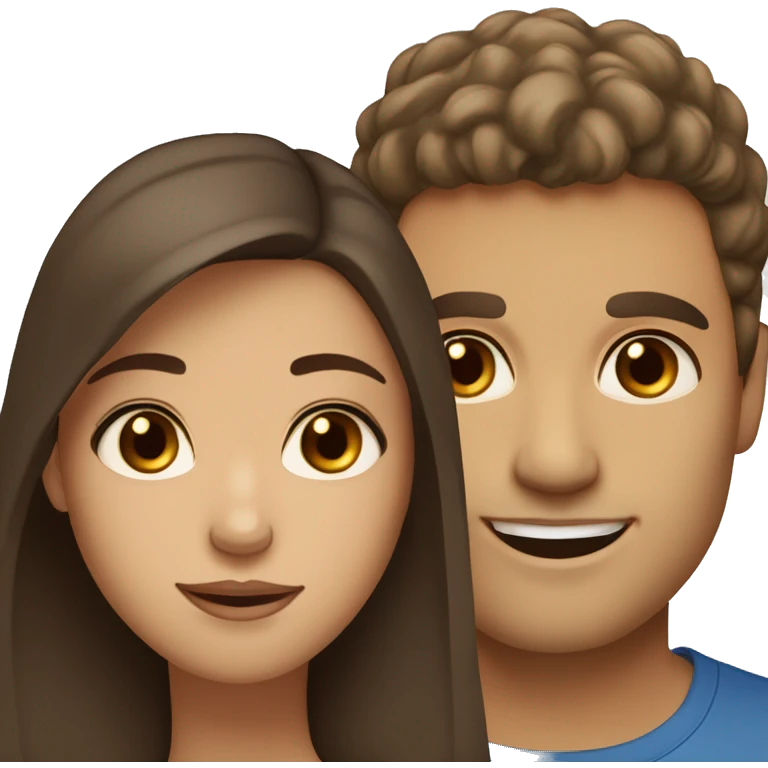 Brown hair brown eyes olive skin woman and brown hair blue eyes white skin man emoji